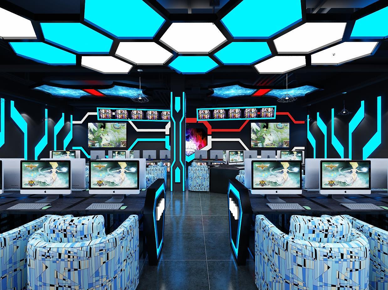 電競網吧|空間|家裝設計|一九九二效果圖 - 原創(chuàng)作品 - 站酷 (ZCOOL)